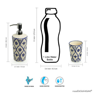 'Moroccan Floral' Handpainted Studio Pottery Ceramic Bathroom Accessory (Set of 3)