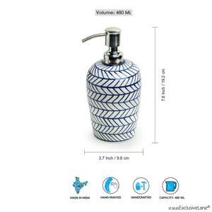'Indigo Chevron' Handpainted Ceramic Lotion/Liquid Soap Dispenser