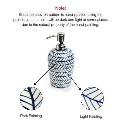 'Indigo Chevron' Handpainted Ceramic Lotion/Liquid Soap Dispenser