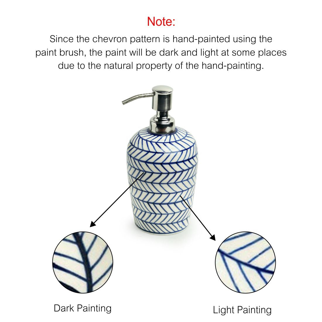 'Indigo Chevron' Handpainted Ceramic Lotion/Liquid Soap Dispenser