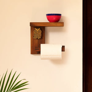 'Owl Block' Hand Carved Sheesham Wood Decorative Tissue Roll Dispenser