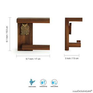 'Owl Block' Hand Carved Sheesham Wood Decorative Tissue Roll Dispenser