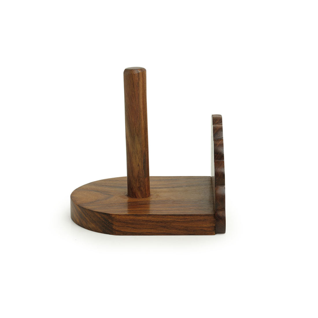 Brown - 'The Dancing Peacock' Hand Carved Sheesham Wood Tissue Roll Holder