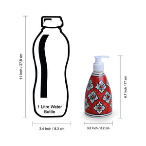 'Crimson Lily' Handpainted Bathroom Accessory Set In Ceramic (Liquid Soap Dispenser, Toothbrush Holder)