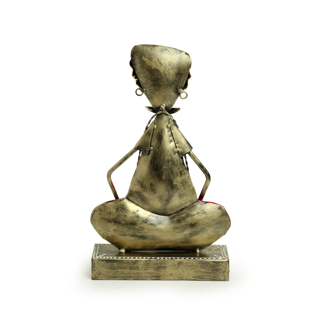 'Rajasthani Folk Artist' Handpainted Decorative Showpiece (11 Inch, Iron)