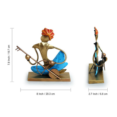 'Folk Music Mahotsav' Handpainted Decorative Showpieces (Set of 3, Iron, 8 Inch)