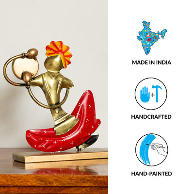 'Folk Music Mahotsav' Handpainted Decorative Showpieces (Set of 3, Iron, 8 Inch)