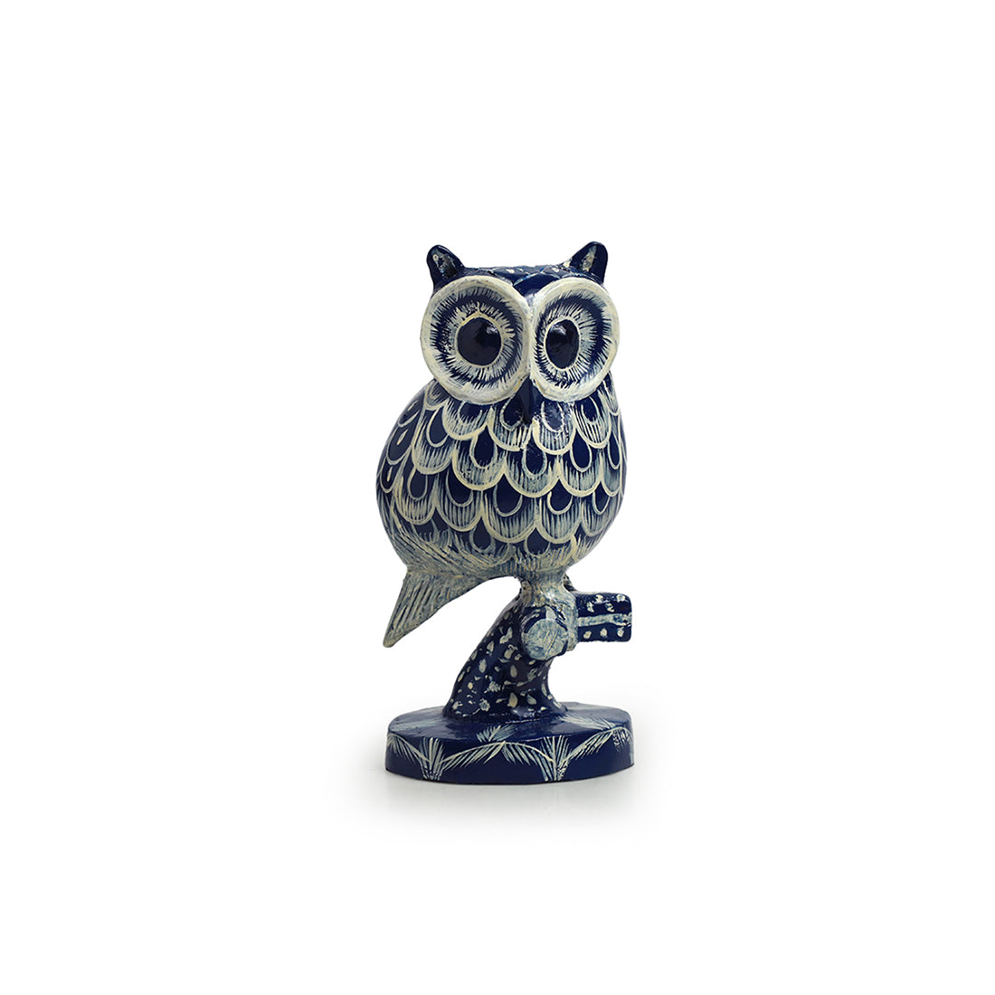 'The Consious Owl' Handpainted Showpiece In Eucalyptus Wood