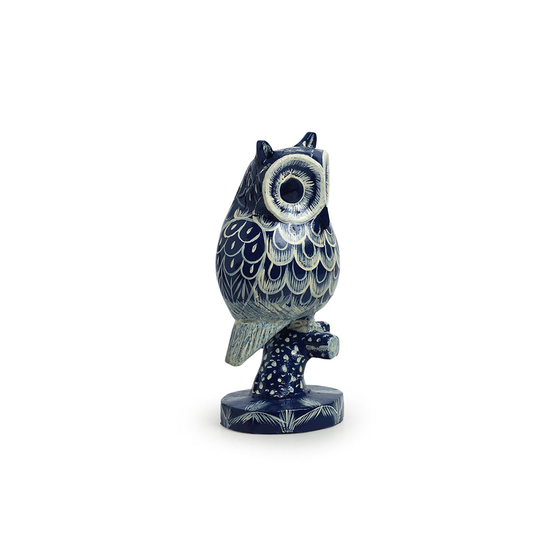 'The Consious Owl' Handpainted Showpiece In Eucalyptus Wood