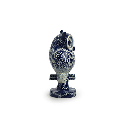 'The Consious Owl' Handpainted Showpiece In Eucalyptus Wood
