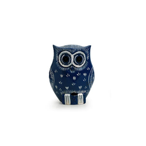'The Enlightened Owl' Handpainted Showpiece In Eucalyptus Wood