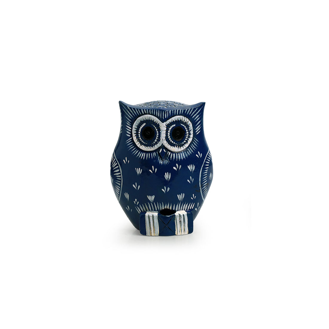 'The Enlightened Owl' Handpainted Showpiece In Eucalyptus Wood