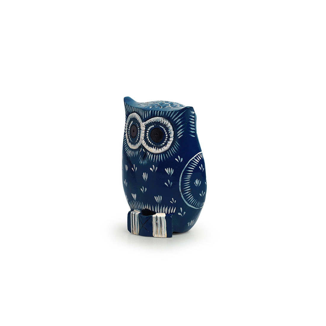 'The Enlightened Owl' Handpainted Showpiece In Eucalyptus Wood