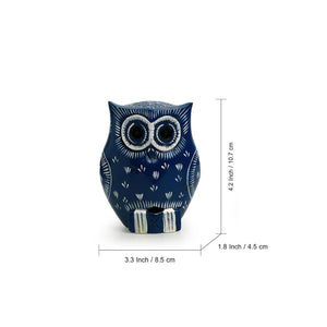 'The Enlightened Owl' Handpainted Showpiece In Eucalyptus Wood