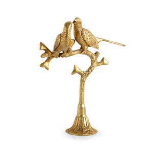 'Twin Bird' Carved Brass Showpiece (Hand-Etched, 1.0 Kg)
