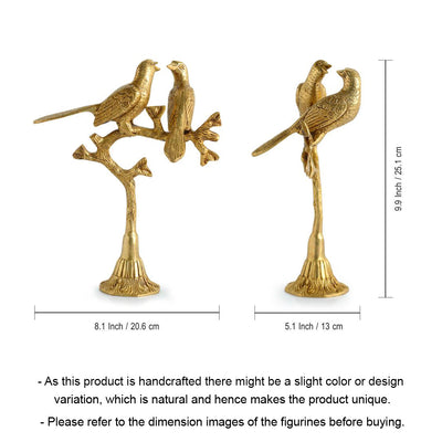 'Twin Bird' Carved Brass Showpiece (Hand-Etched, 1.0 Kg)