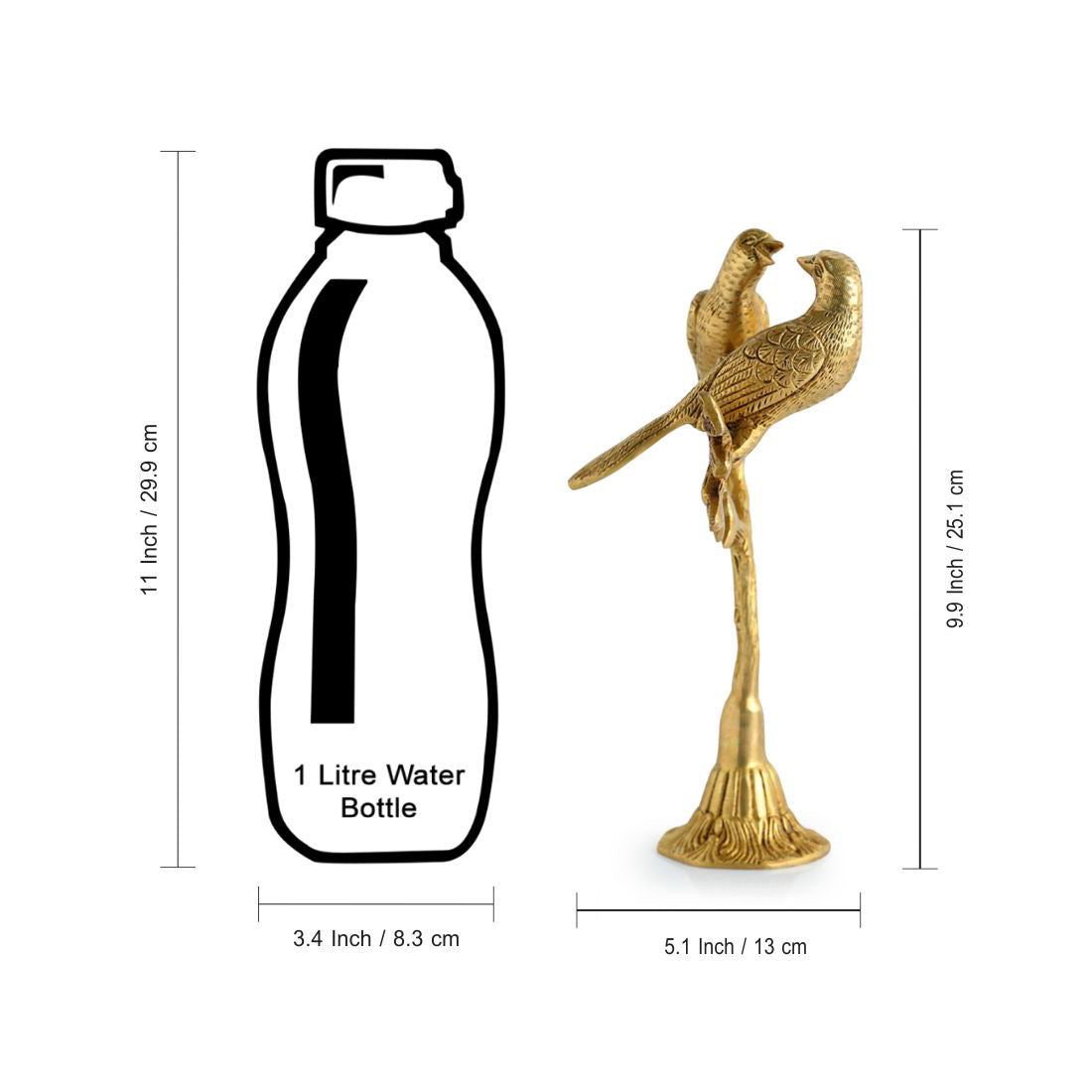 'Twin Bird' Carved Brass Showpiece (Hand-Etched, 1.0 Kg)
