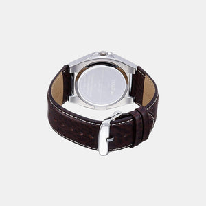 Fashion Men Quartz Brown Dial Analog Leather Watch EL04