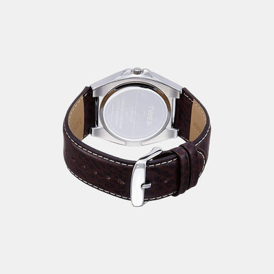 Fashion Men Quartz Brown Dial Analog Leather Watch EL04