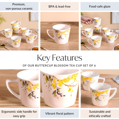 Buttercup Blossom Tea Cup Set Of 6 150ml