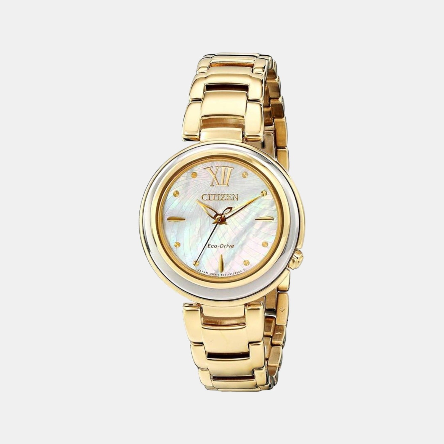 Citizen L Women Eco-Drive White Dial Analog Stainless Steel Watch EM0334-54D