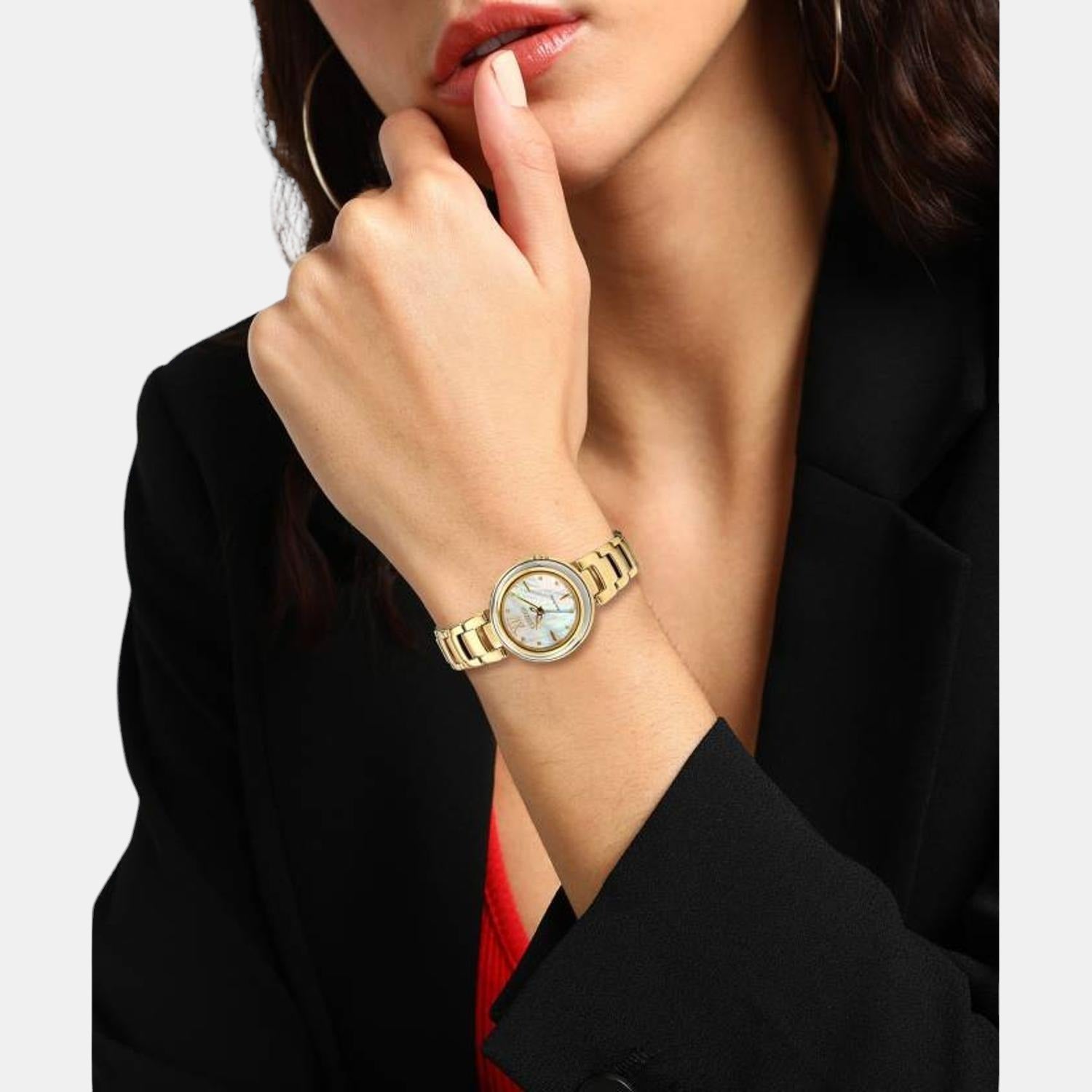 Citizen L Women Eco-Drive White Dial Analog Stainless Steel Watch EM0334-54D