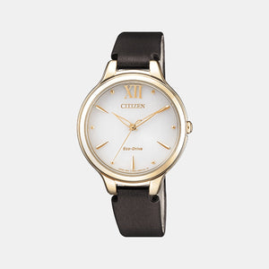 Citizen L Women Eco-Drive White Dial Analog Leather Watch EM0553-18A