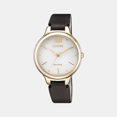 Citizen L Women Eco-Drive White Dial Analog Leather Watch EM0553-18A