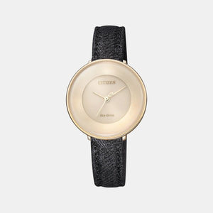 Citizen L Women Eco-Drive Champagne Dial Analog Leather Watch EM0608-42X