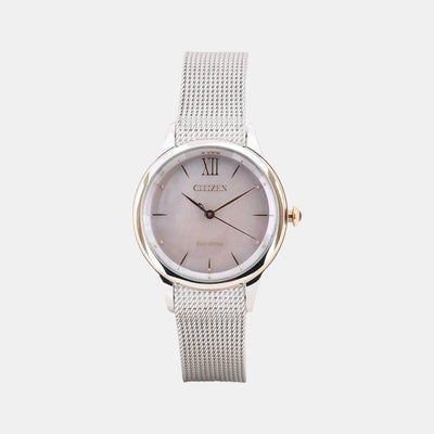 Citizen L Women Eco-Drive Mother Of Pearl Dial Analog Stainless Steel Watch EM0816-88Y
