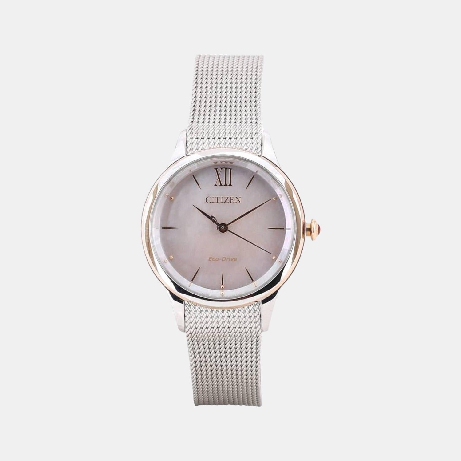 Citizen L Women Eco-Drive Mother Of Pearl Dial Analog Stainless Steel Watch EM0816-88Y