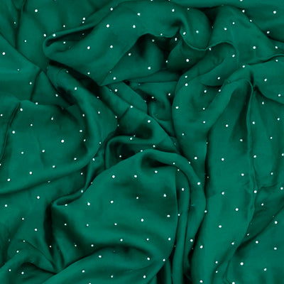 Sea Green Pure Crepe Embroidered Saree With Dotted Motifs-Sea Green