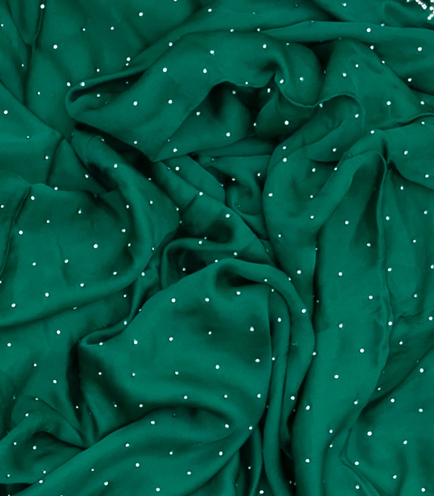 Sea Green Pure Crepe Embroidered Saree With Dotted Motifs-Sea Green