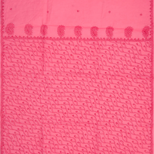 Baby Pink Chikankari Embroidered Cotton Saree With Mango Motifs-Baby Pink