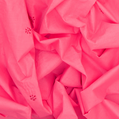 Baby Pink Chikankari Embroidered Cotton Saree With Mango Motifs-Baby Pink