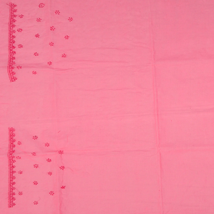 Baby Pink Chikankari Embroidered Cotton Saree With Mango Motifs-Baby Pink