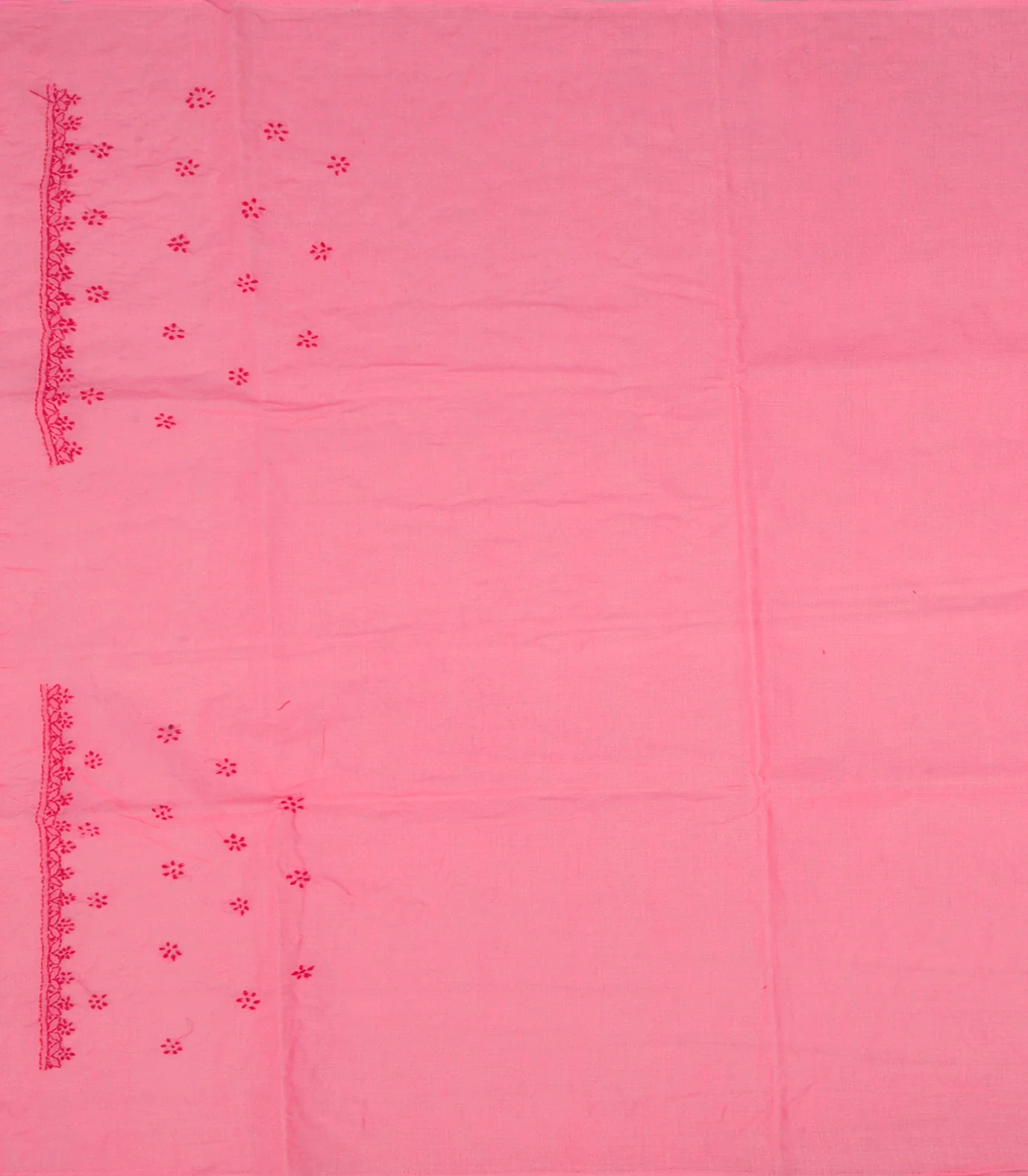 Baby Pink Chikankari Embroidered Cotton Saree With Mango Motifs-Baby Pink