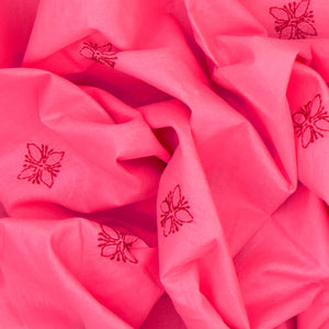 Dark peach Chikankari Embroidered Cotton Saree With Floral Motifs-Dark Peach