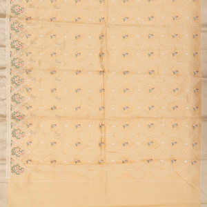 Light Peach Supernet Saree With Embroidered Diamond Motifs-Light Peach