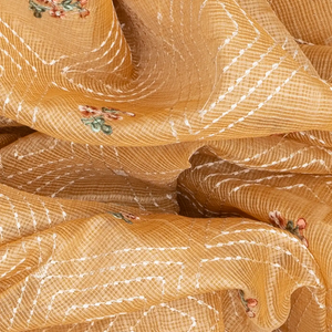 Light Peach Supernet Saree With Embroidered Diamond Motifs-Light Peach