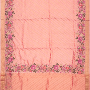 Baby Pink Raw Silk  Saree With Embroidered Floral Motifs-Baby Pink