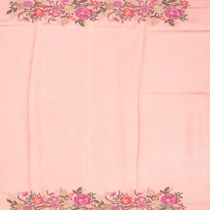 Baby Pink Raw Silk  Saree With Embroidered Floral Motifs-Baby Pink