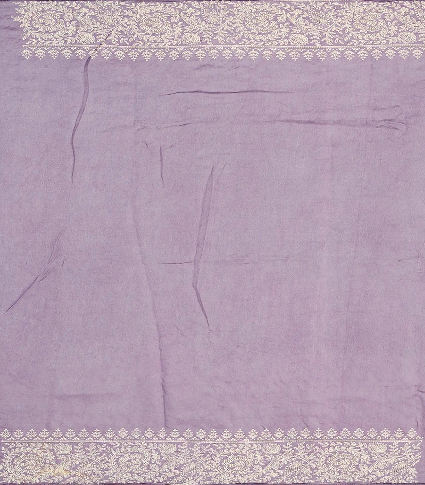 Lilac Organza Silk Saree With Meena Embroidered Motifs-Lilac