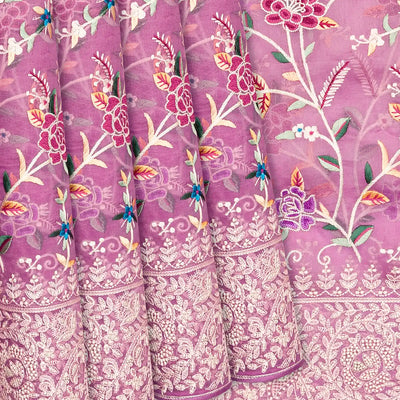 Dusty Pink Organza Silk Saree With Meena Embroidered Motifs-Dusty Pink