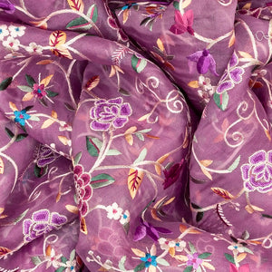 Dusty Pink Organza Silk Saree With Meena Embroidered Motifs-Dusty Pink