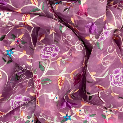 Dusty Pink Organza Silk Saree With Meena Embroidered Motifs-Dusty Pink