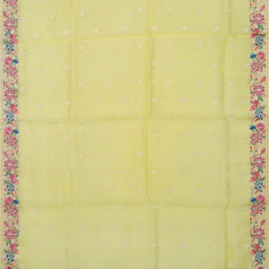 Light Yellow Organza Silk Saree With Meena Embroidered Motifs-Yellow