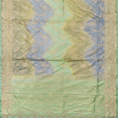 Green Rangkat Silk Saree With Embroidered Motifs-Green