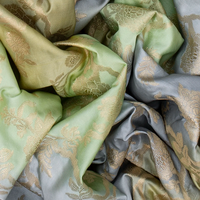 Green Rangkat Silk Saree With Embroidered Motifs-Green