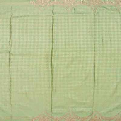 Green Rangkat Silk Saree With Embroidered Motifs-Green